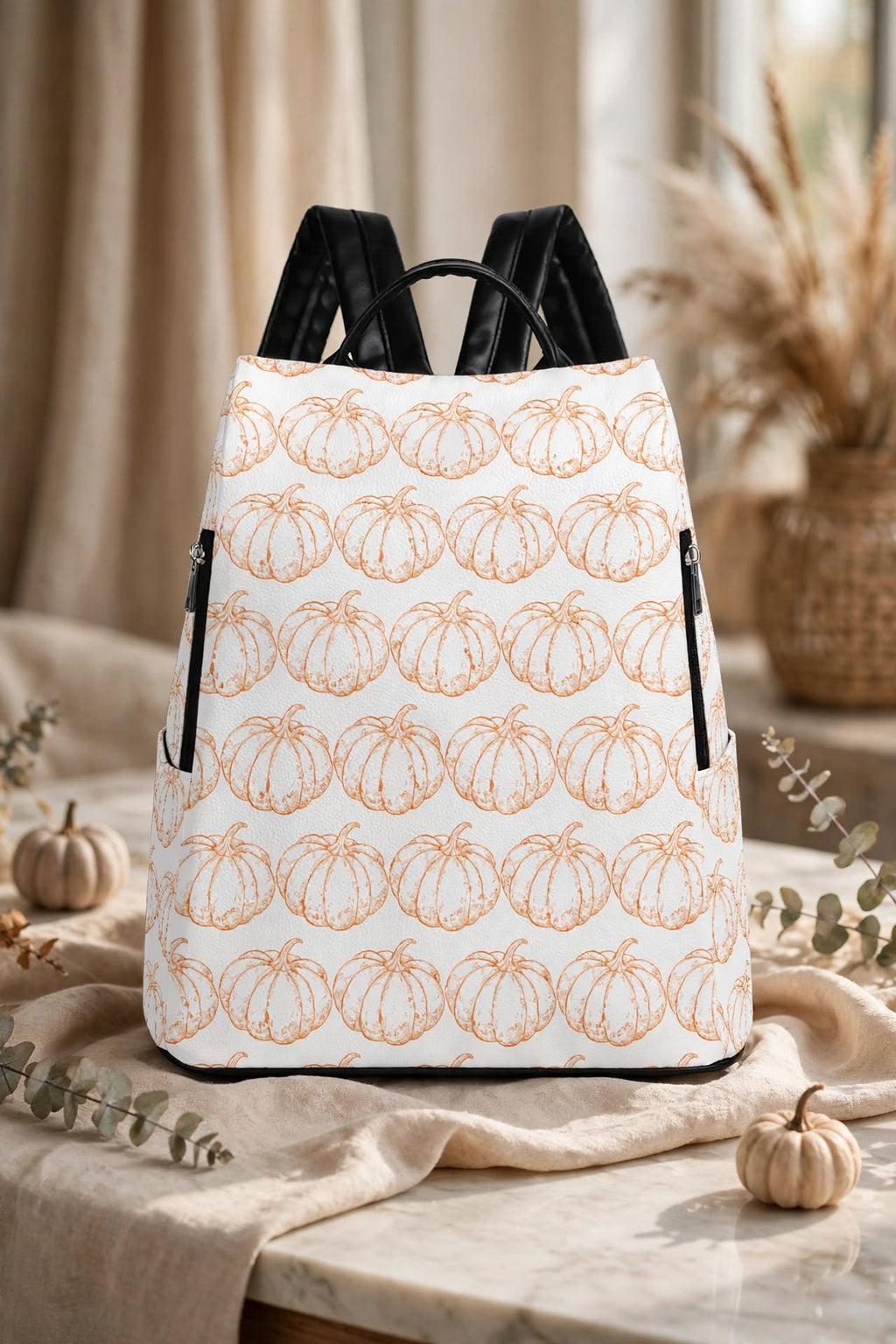Pumpkin Spice White Backpack