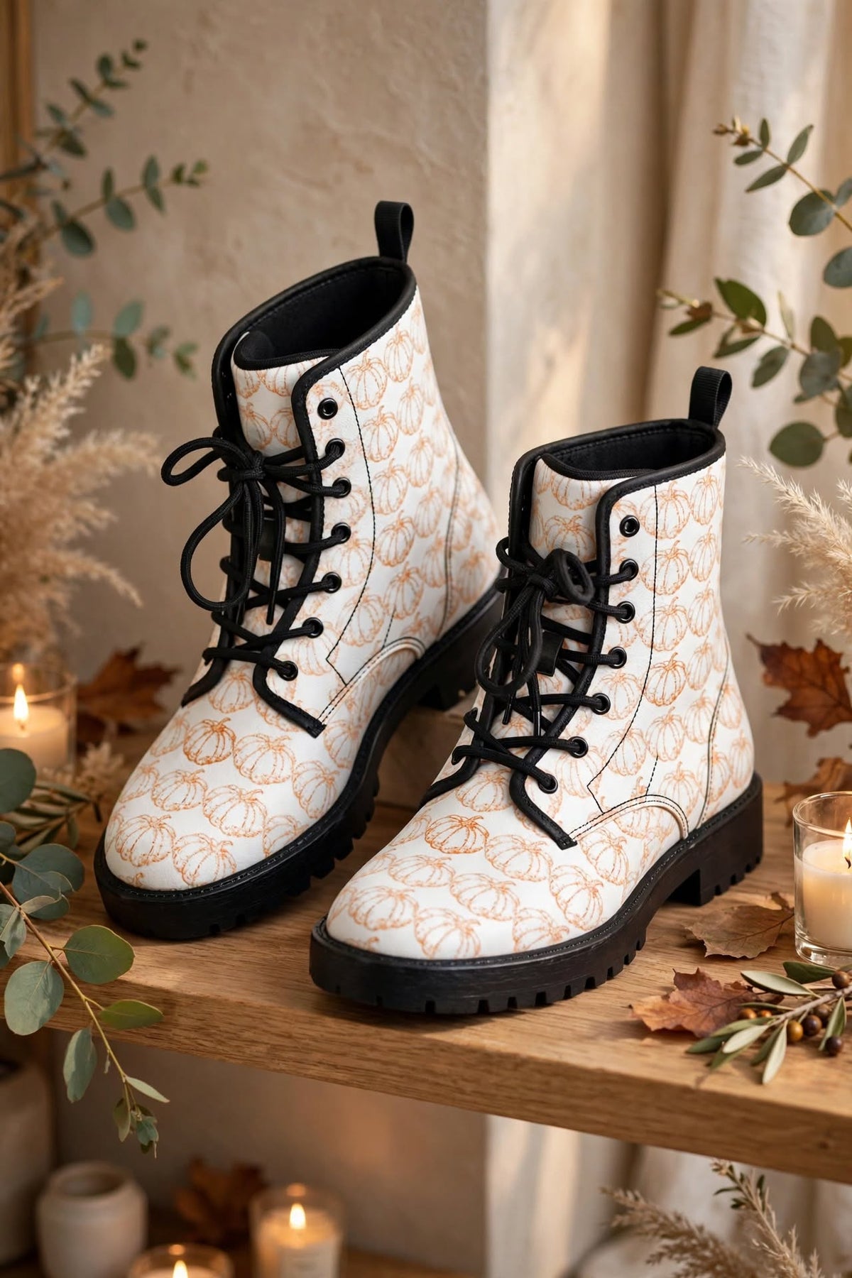 Pumpkin Spice White Boots
