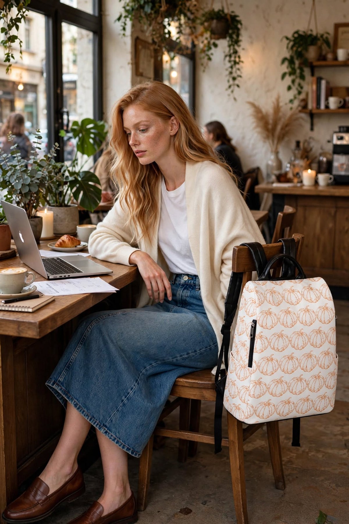 Pumpkin Spice White Backpack