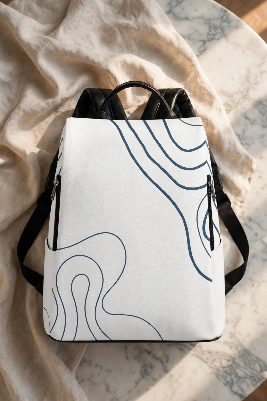 Blue Noir White Backpack