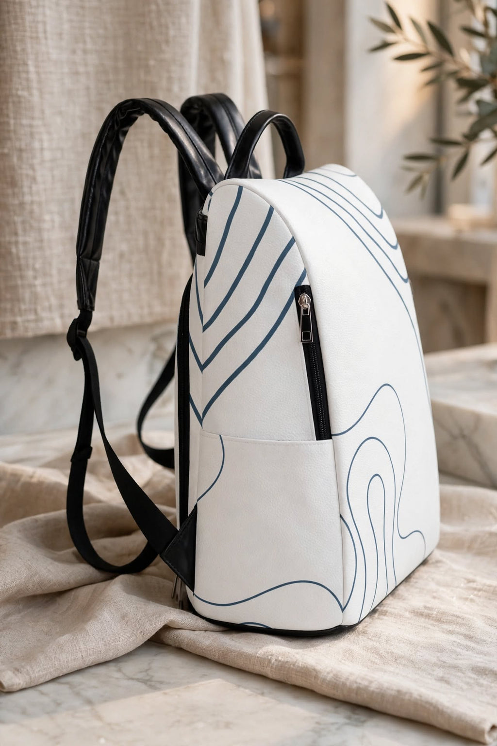 Blue Noir White Backpack