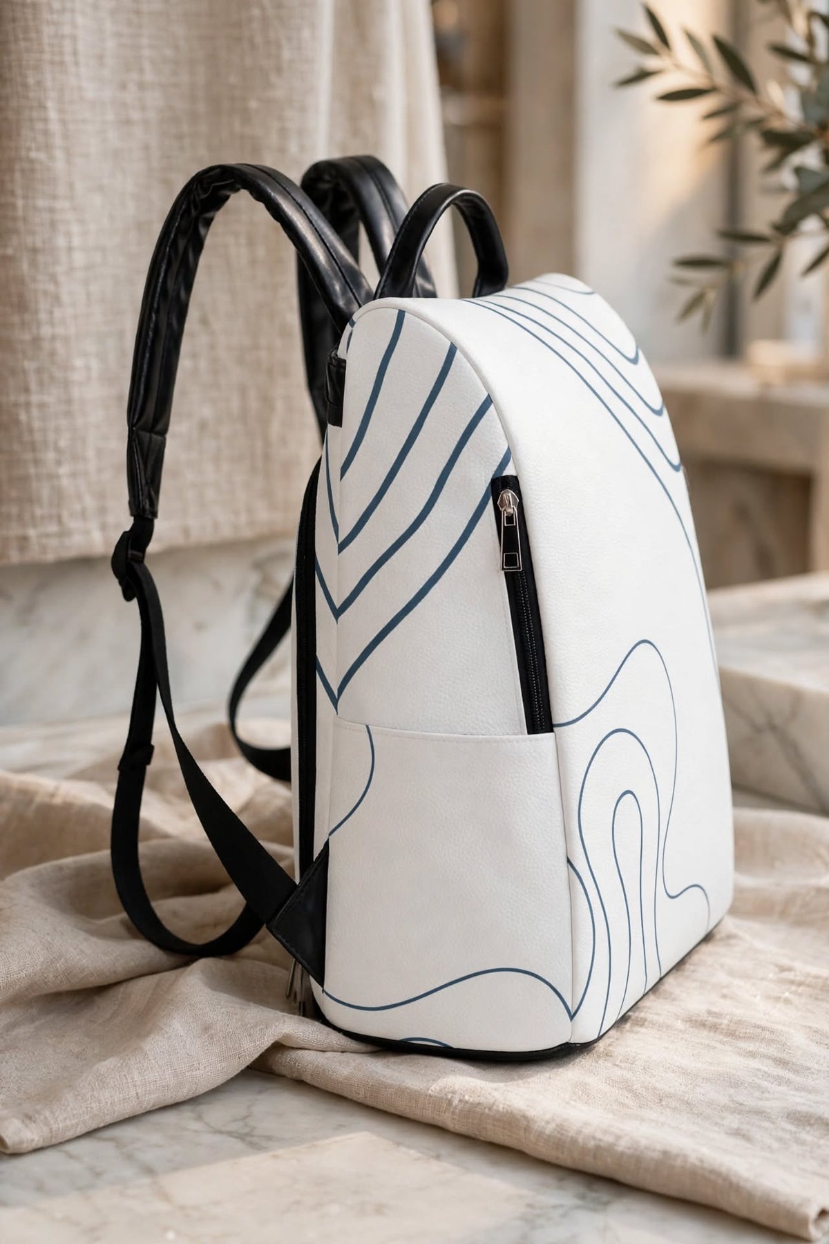 Blue Noir White Backpack