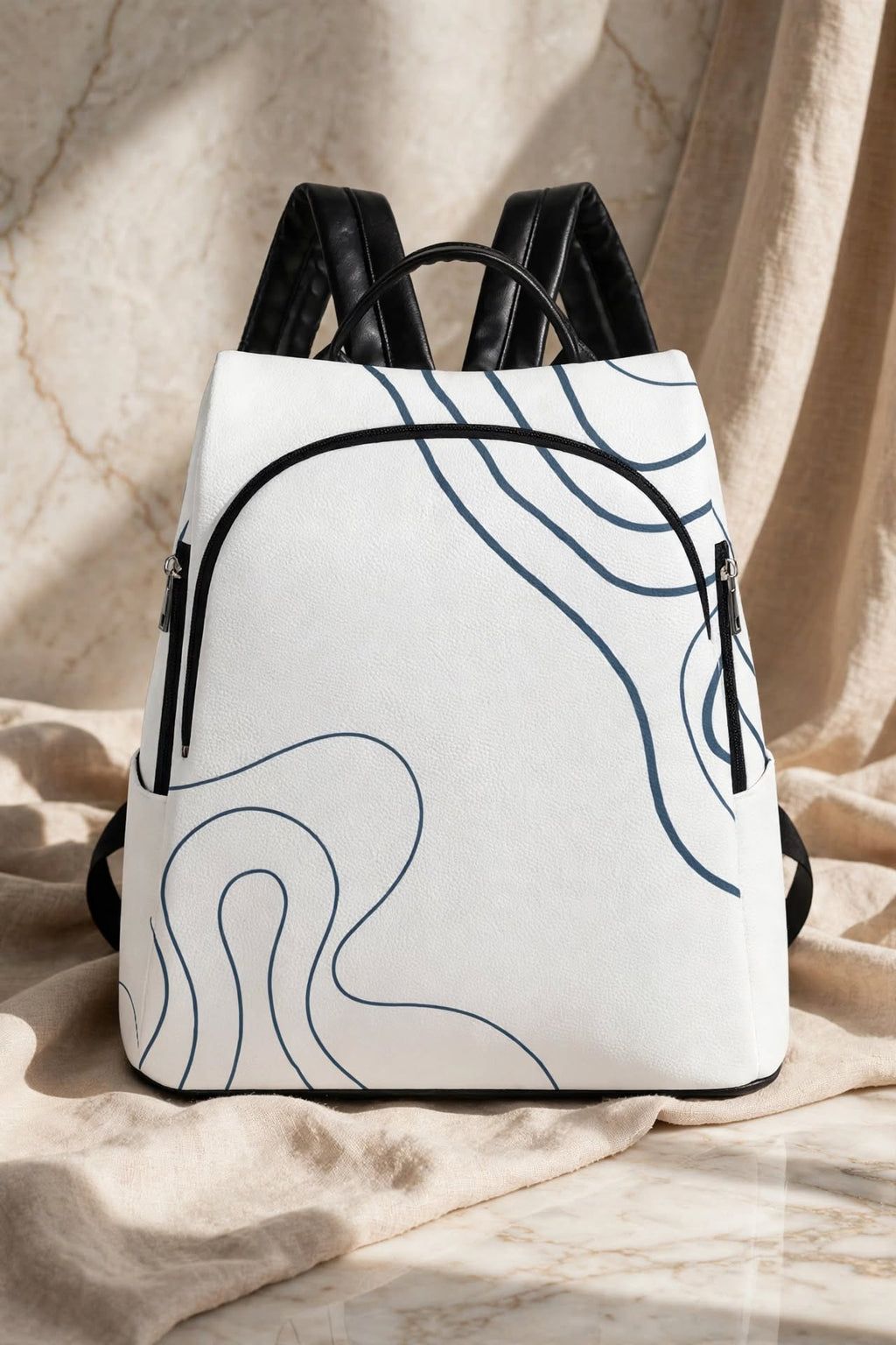 Blue Noir White Backpack