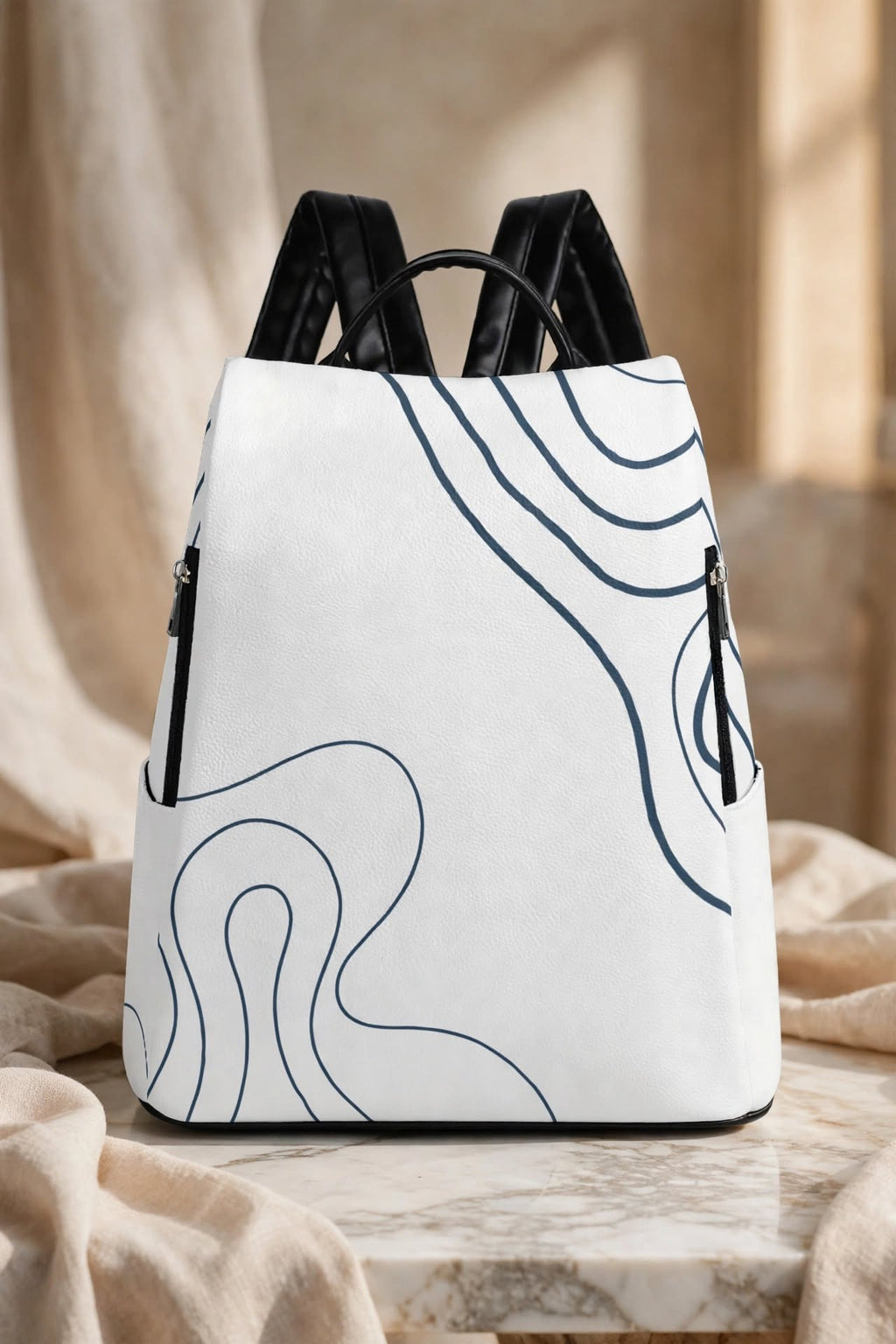 Blue Noir White Backpack