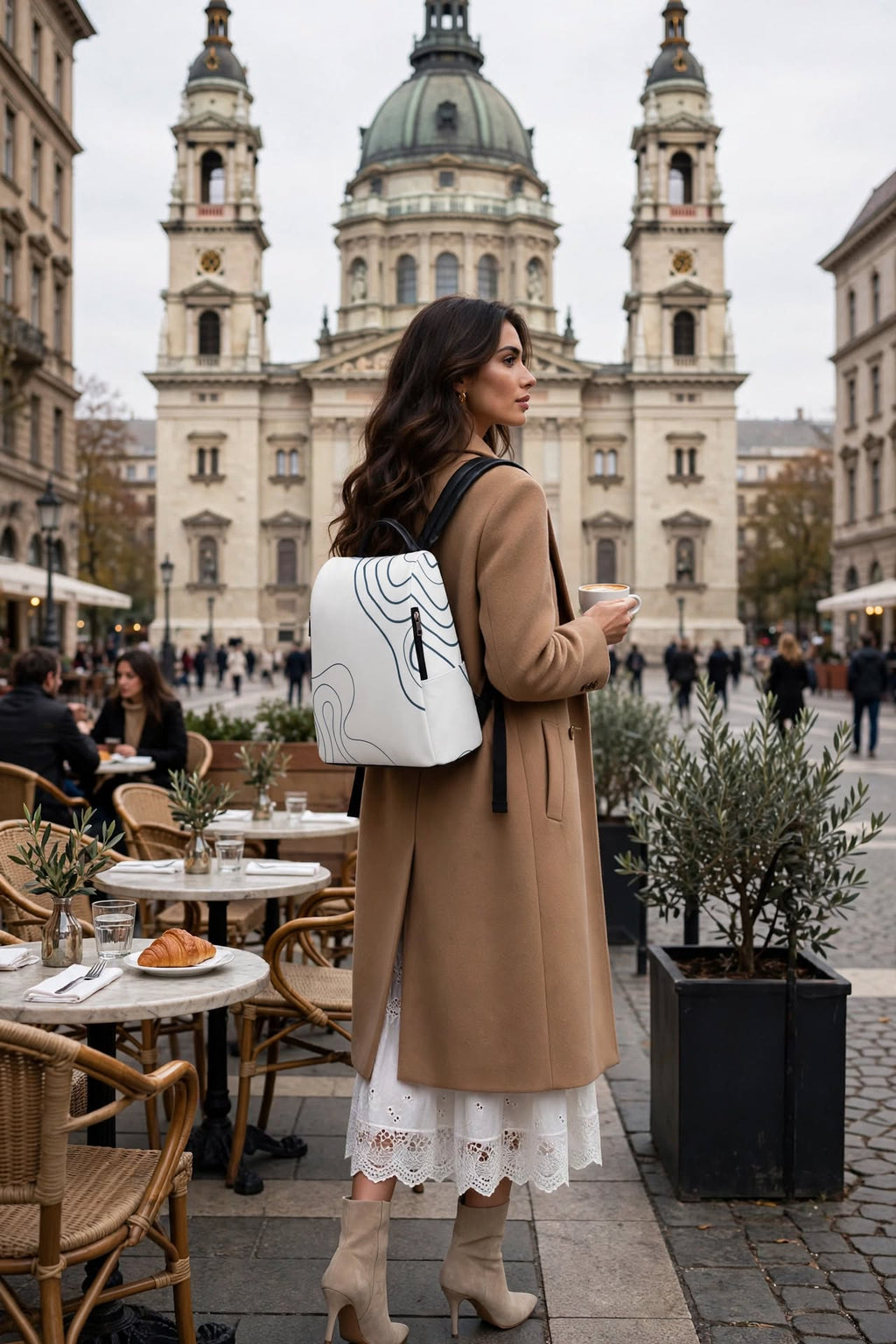 Blue Noir White Backpack