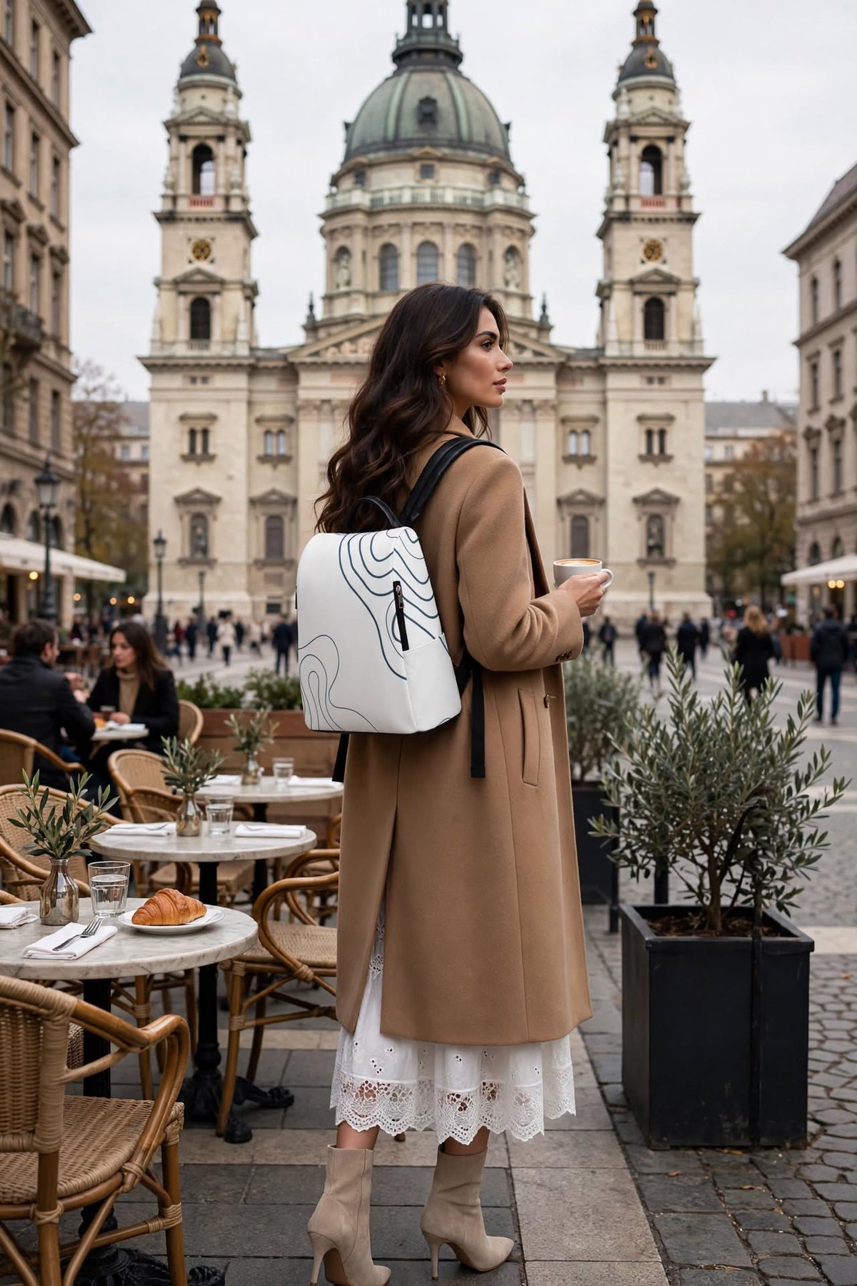 Blue Noir White Backpack