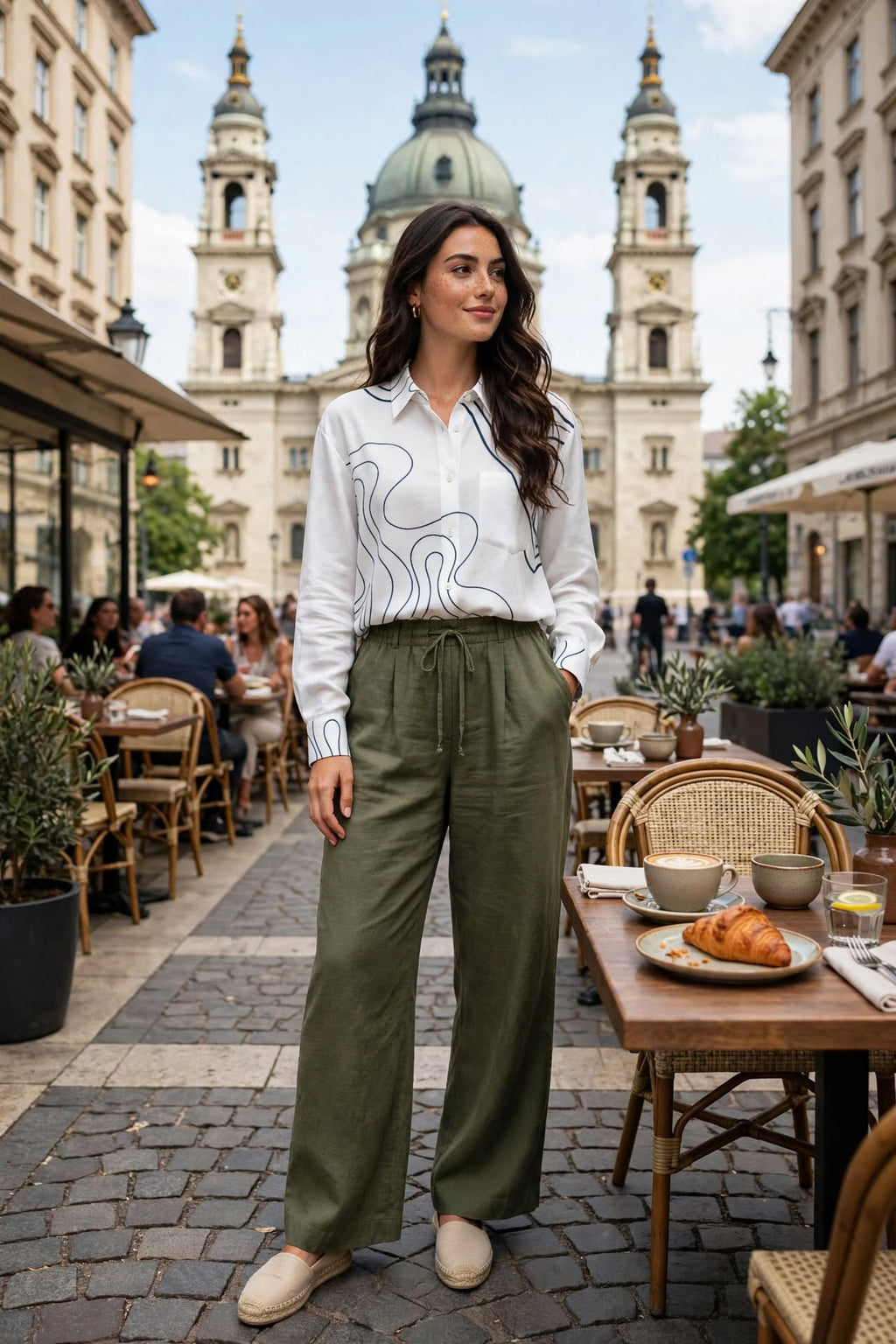 Blue Noir White Blouse