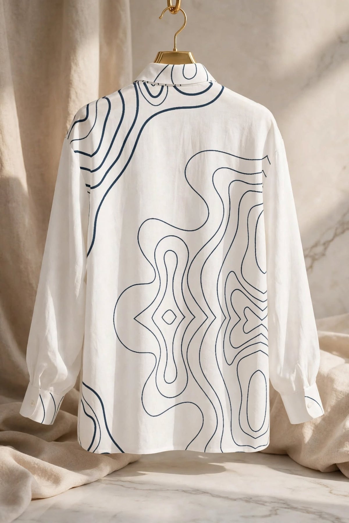 Blue Noir White Blouse