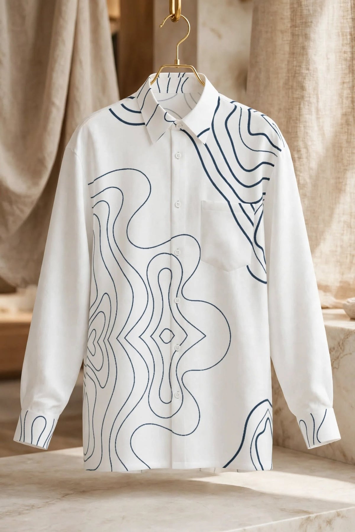 Blue Noir White Blouse