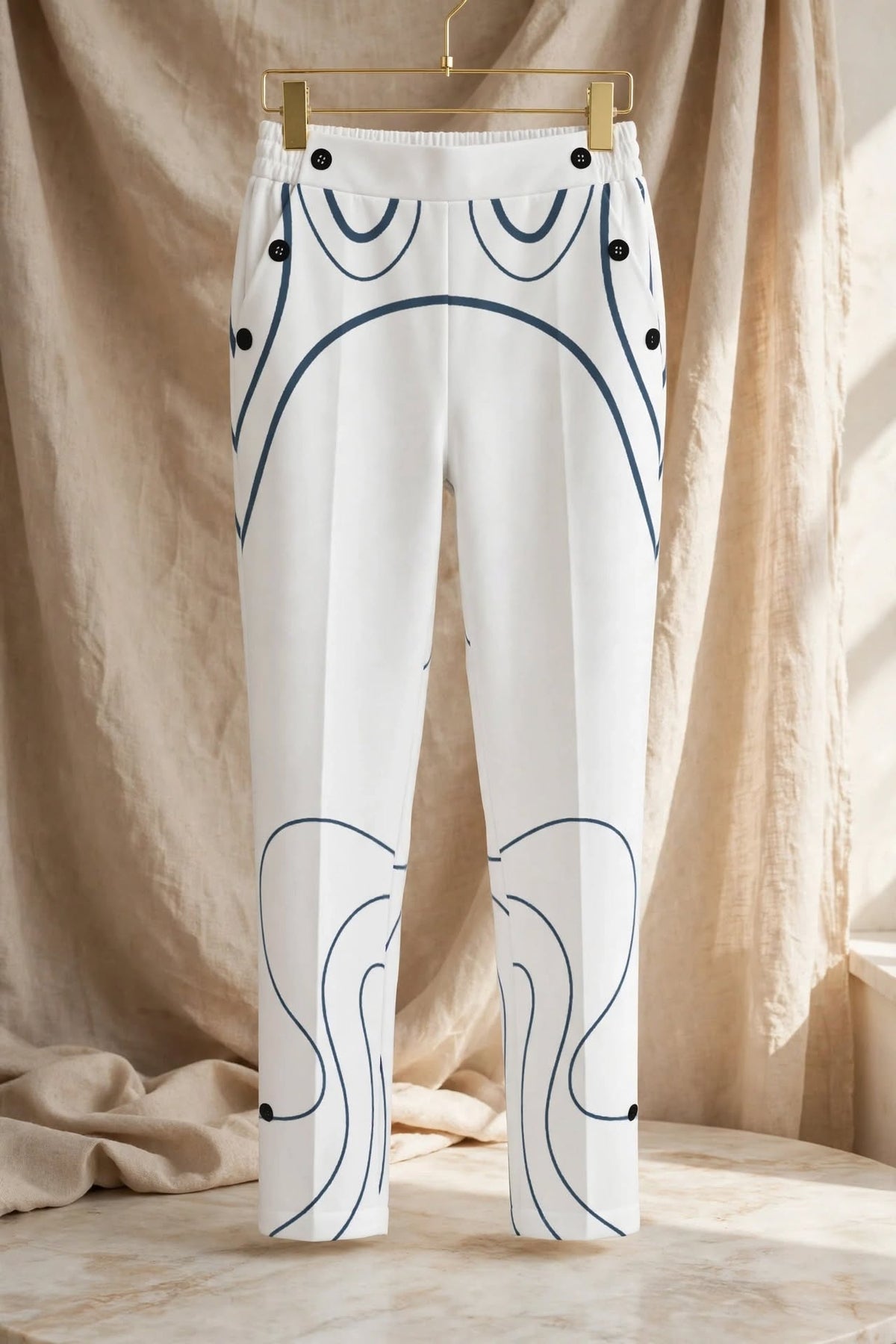 Blue Noir White Pants