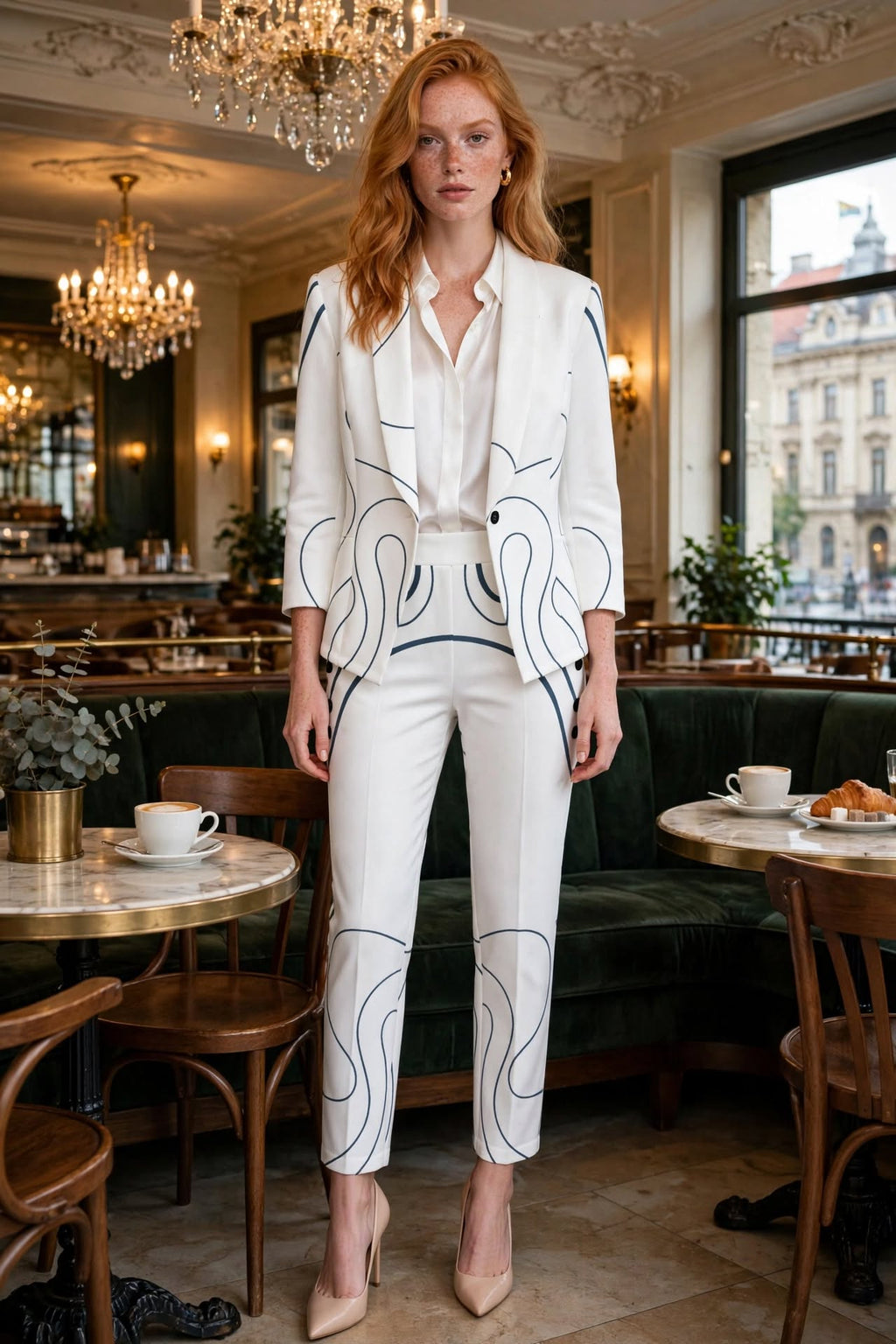 Blue Noir White Blazer
