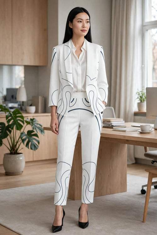 Blue Noir White Blazer