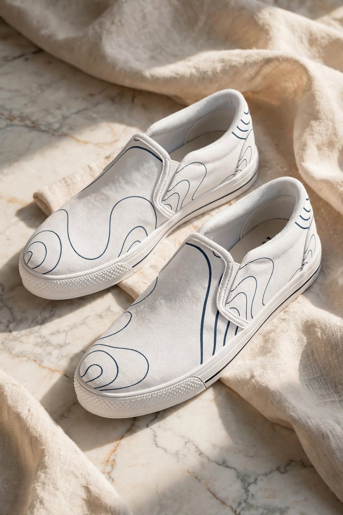 Blue Noir White Shoes