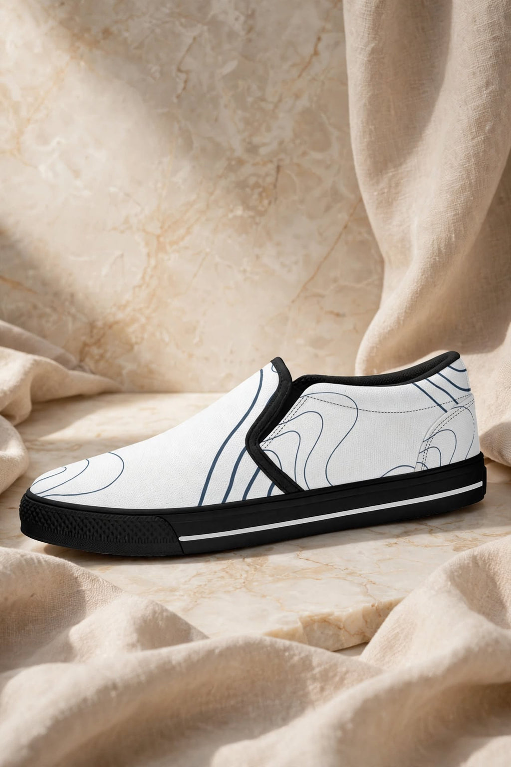 Blue Noir White Shoes