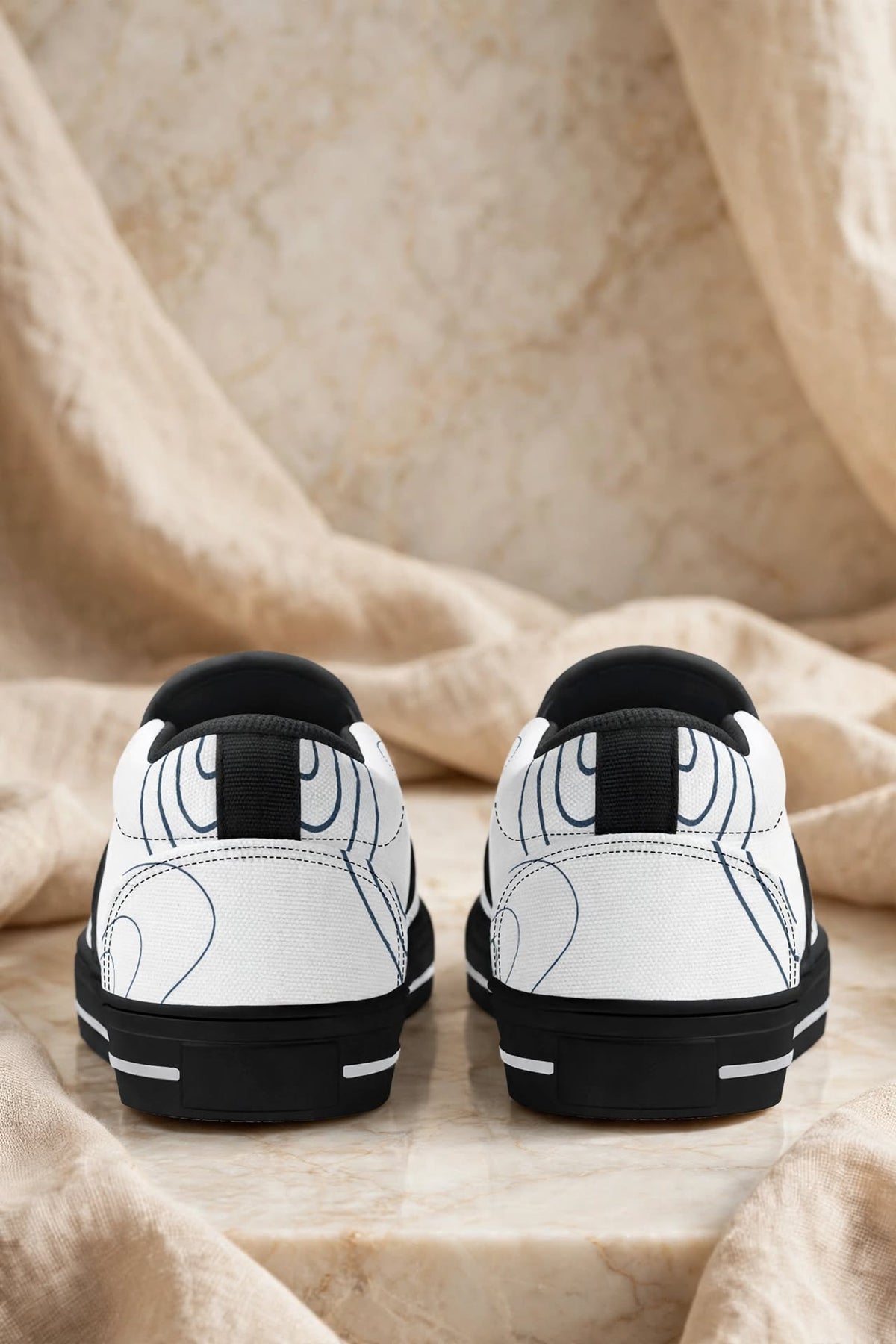 Blue Noir White Shoes
