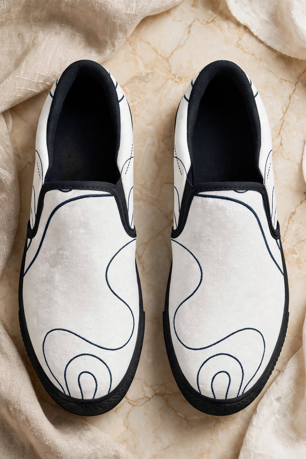 Blue Noir White Shoes