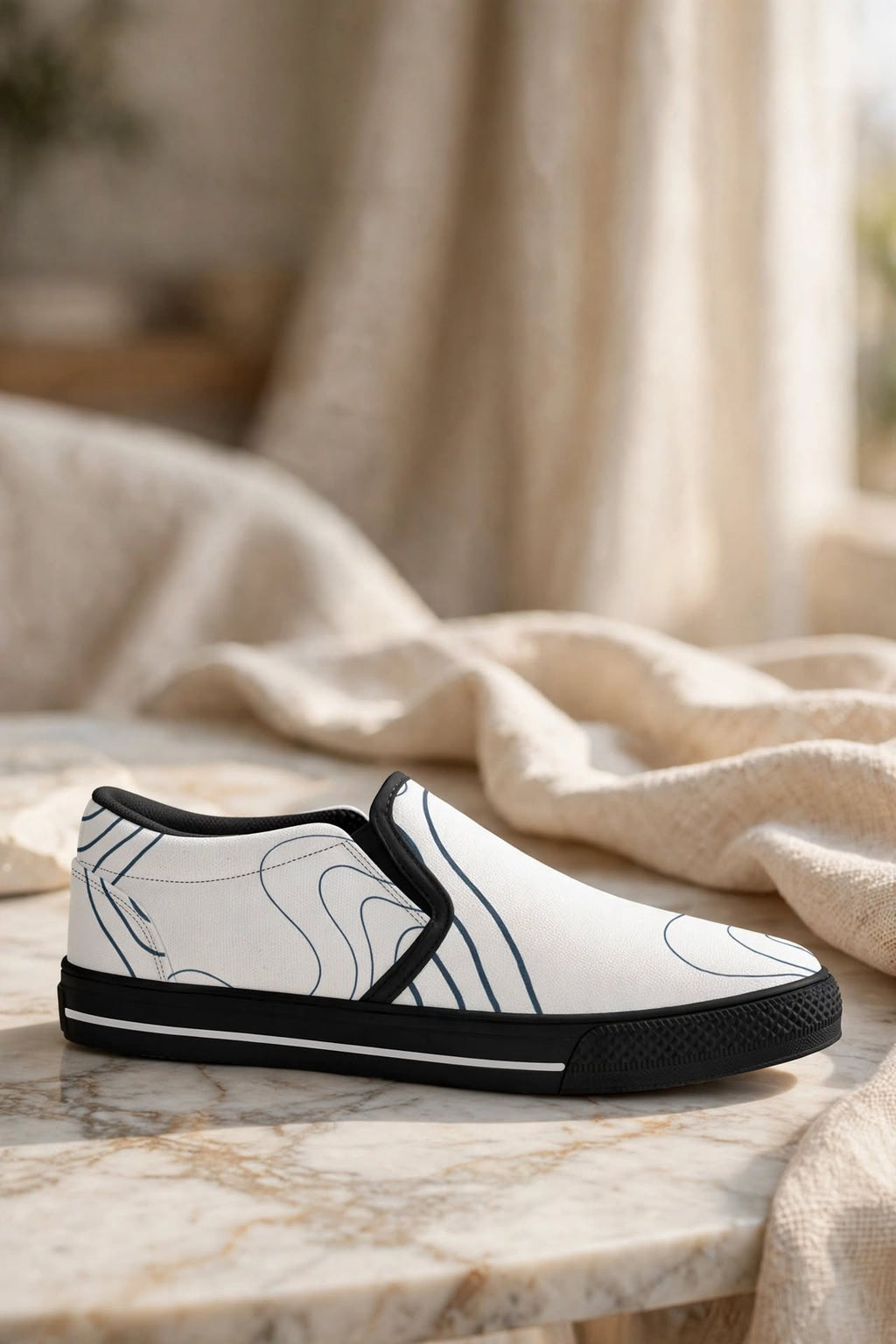 Blue Noir White Shoes