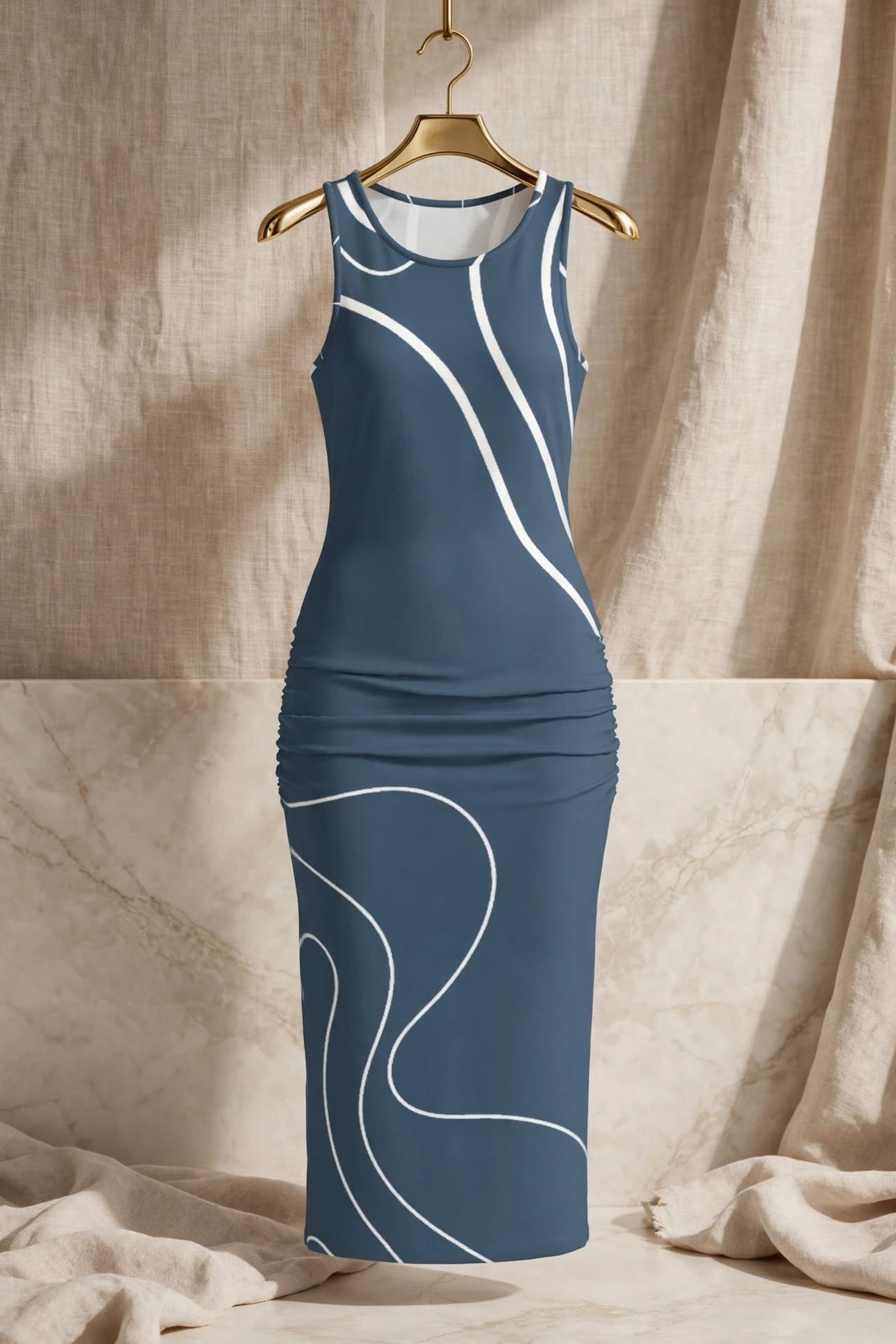 Blue Noir Midi Dress