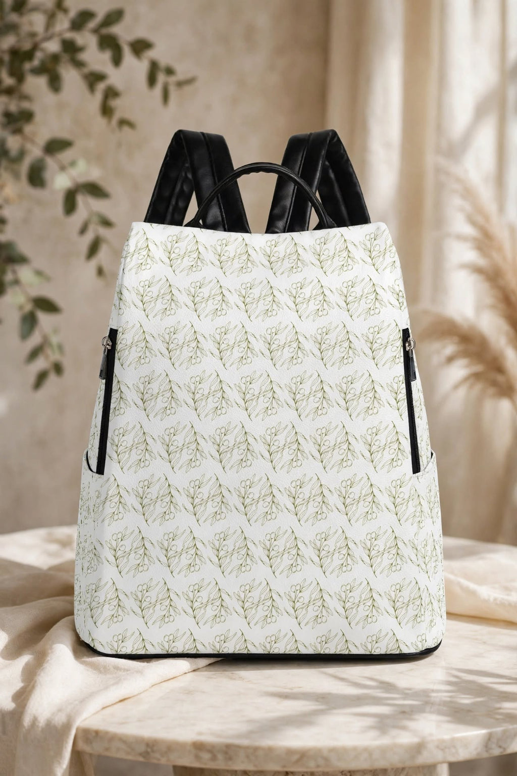 Olive Signature White Backpack