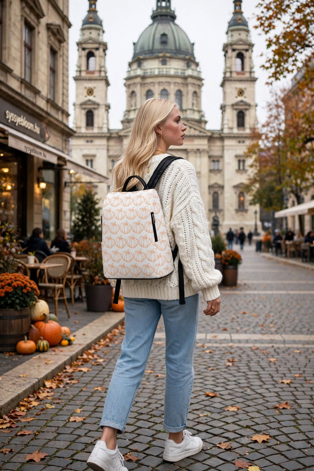 Pumpkin Spice White Backpack